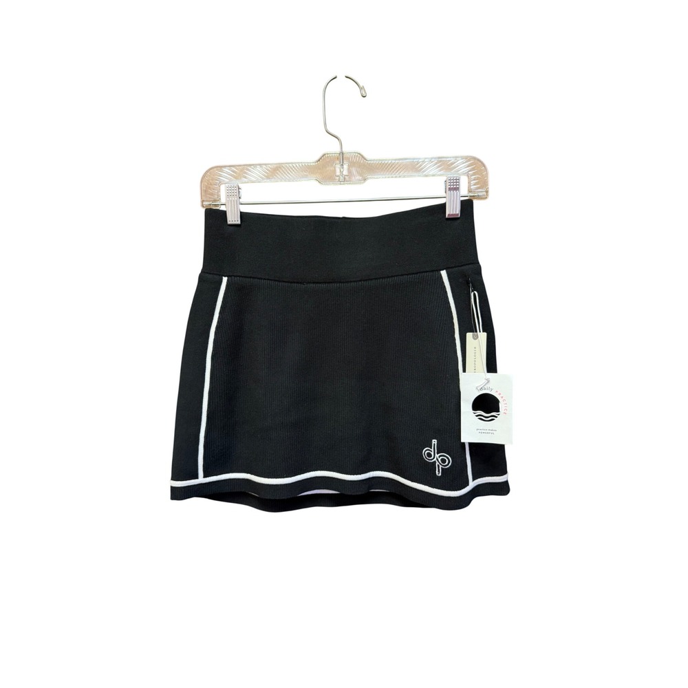 NWT Daily Practice by Anthropologie Black White Ribbed Knit Tennis Skort Small